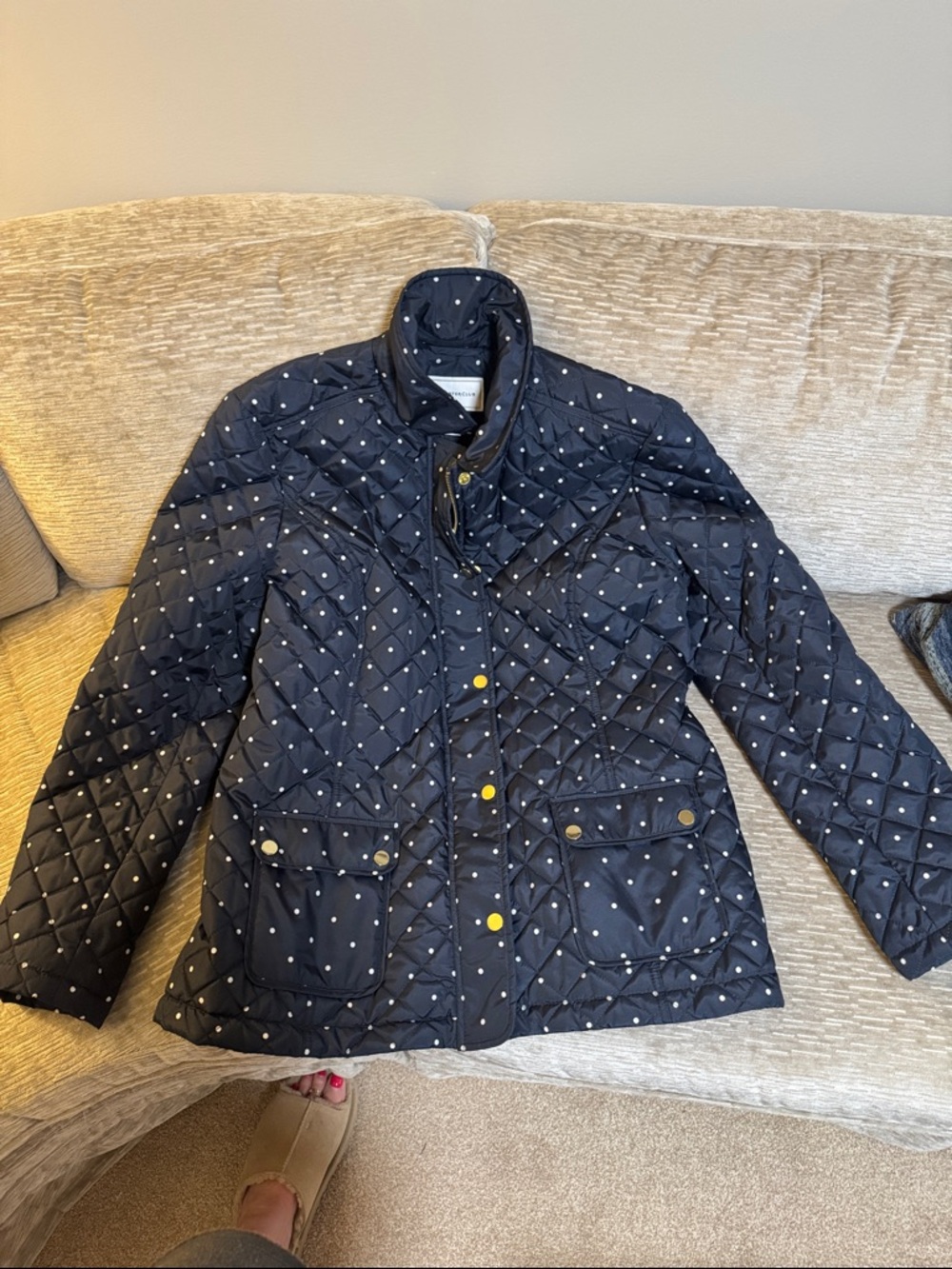 Charter Club Navy Jacket with White Polka Dots
